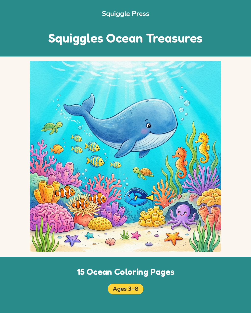 Squiggles Ocean Treasures Coloring Book for Kids