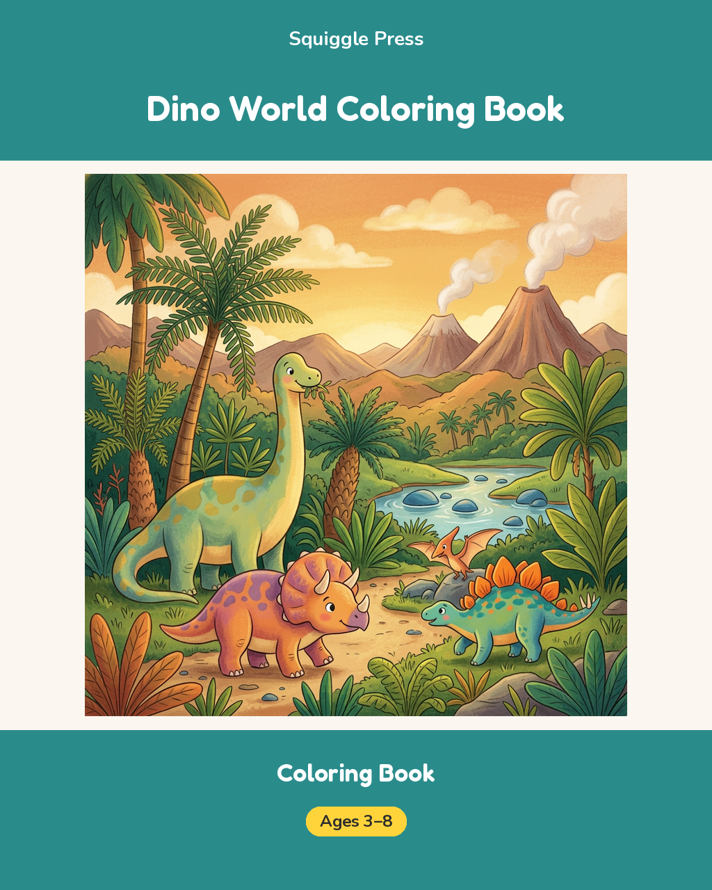 Dino World Coloring Book Printable for Kids