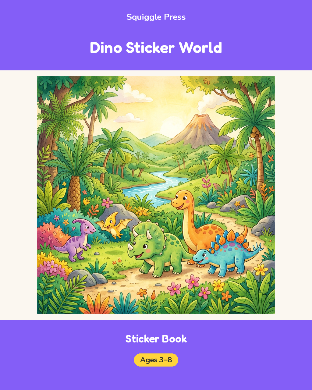Dino Sticker World Printable Sticker Book for Kids