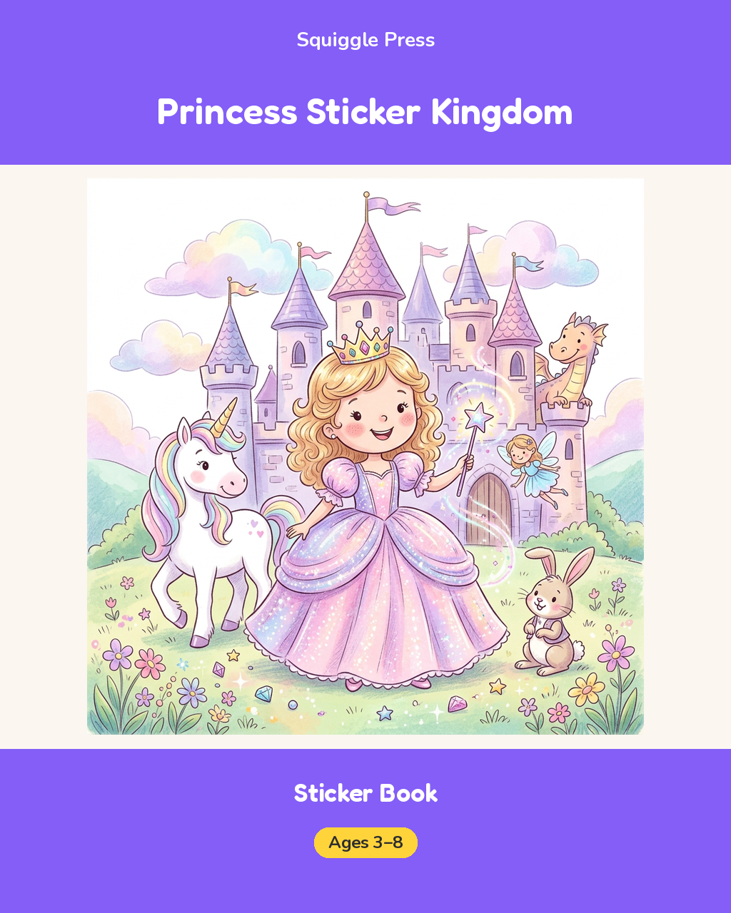 Princess Sticker Kingdom Printable Sticker Book for Kids