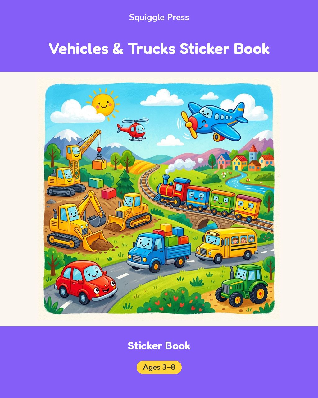 Vehicles & Trucks Sticker Book Printable for Kids