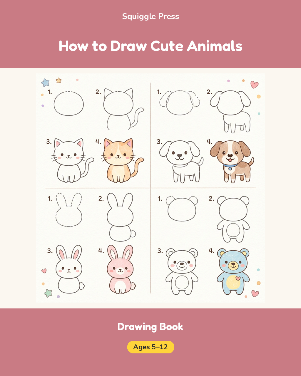 How to Draw Cute Animals Kids Drawing Book