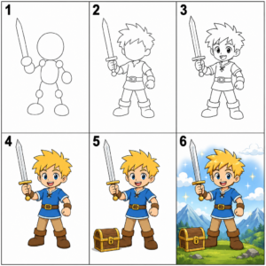 How to Draw an Anime Swordsman - Free Step-by-Step Tutorial for Kids