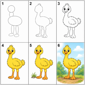 How to Draw a Big Yellow Riding Bird - Free Step-by-Step Tutorial for Kids