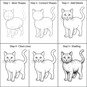 How to Draw a Cat - Free Step-by-Step Tutorial for Kids