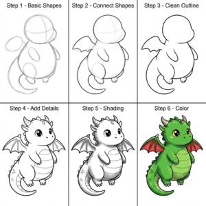 How to Draw a Dragon - Free Step-by-Step Tutorial for Kids