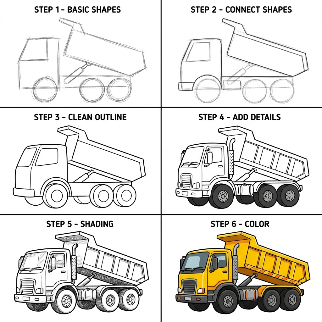 How to Draw a Dump Truck