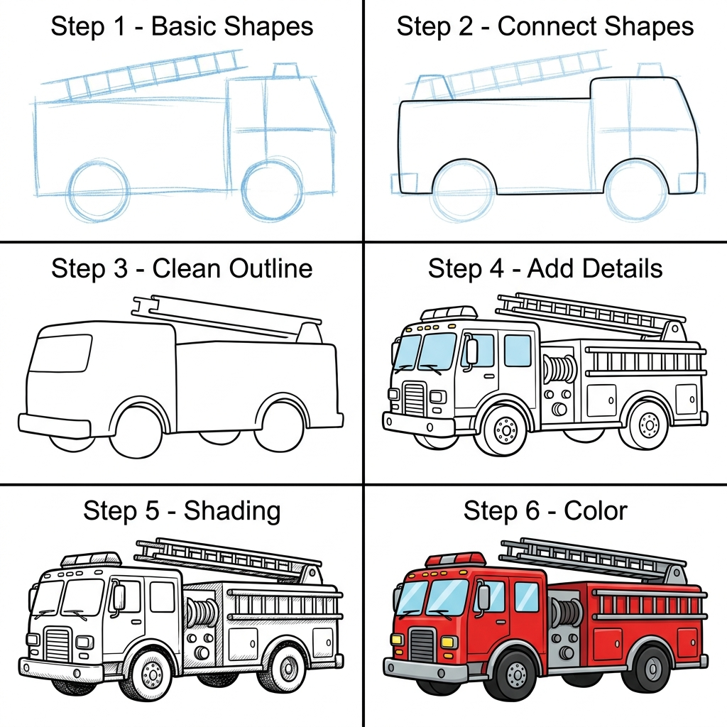 How to Draw a Fire Truck