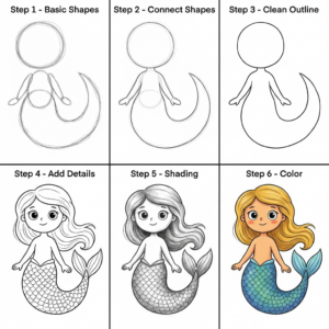 How to Draw a Mermaid - Free Step-by-Step Tutorial for Kids