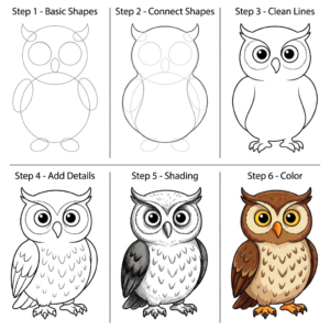 How to Draw an Owl - Free Step-by-Step Tutorial for Kids