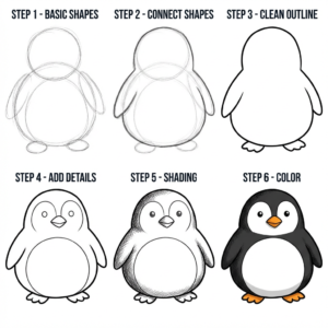How to Draw a Penguin - Free Step-by-Step Tutorial for Kids