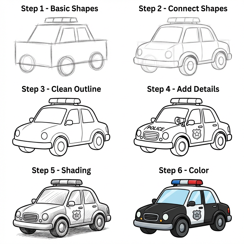 How to Draw a Police Car
