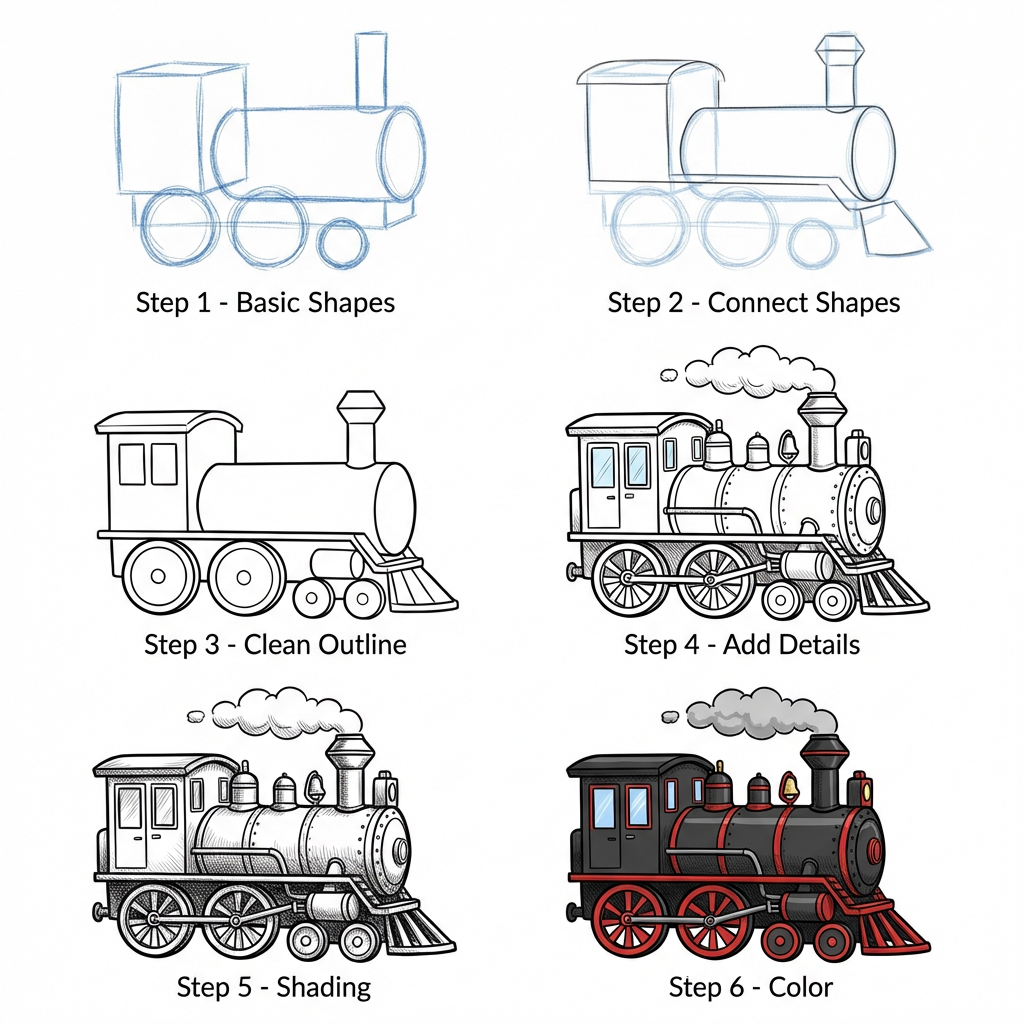 How to Draw a Steam Train
