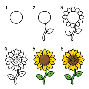 How to Draw a Sunflower - Free Step-by-Step Tutorial for Kids